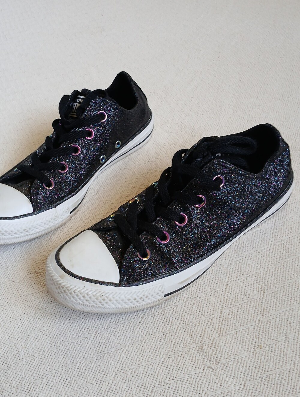 converse ♡ all star low top sneakers , woman's 6 men's 4 iridescent rave